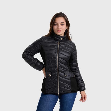 Parka Mujer Corte Diagonales Negro Fashion´s Park-1