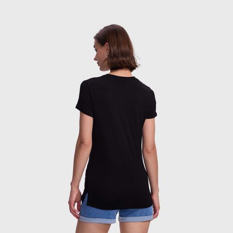 Polera Mujer Estamado Con Aplicación Negro / Fucsia FSP-2