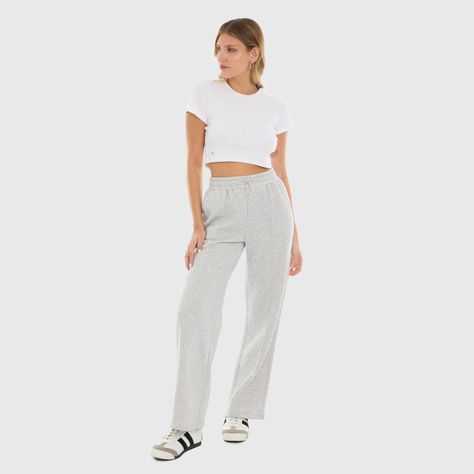 Pantalón Buzo Mujer Wide Leg Gris Melange Fashion's Park-3