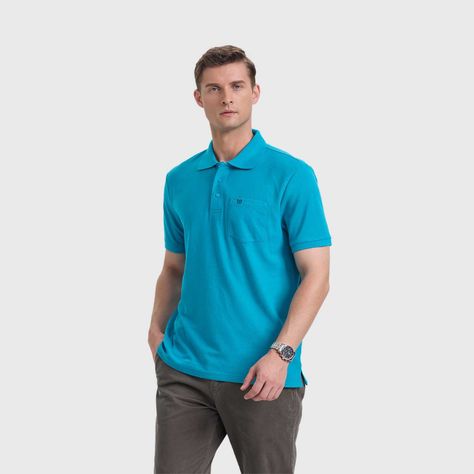Polera Hombre Pique Básica Lisa Turquesa Fashion's Park-1
