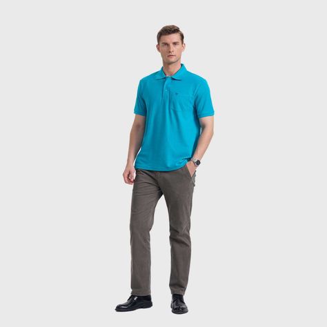 Polera Hombre Pique Básica Lisa Turquesa Fashion's Park-3