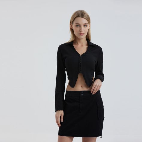 Polera Mujer Puntas Negro-0