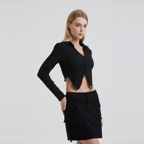 Polera Mujer Puntas Negro-1