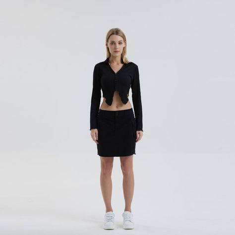 Polera Mujer Puntas Negro-3