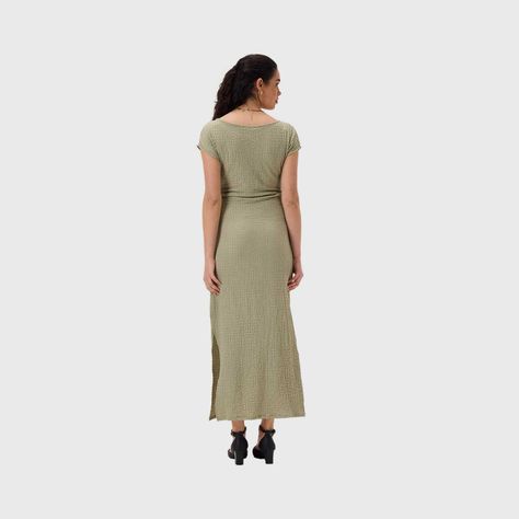 Vestido Mujer Largo Abertura Verde Musgo Fashion's Park-2