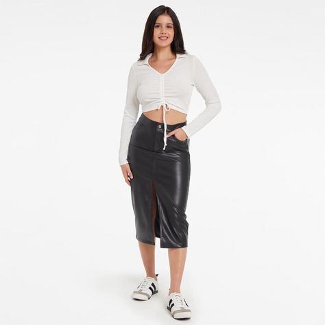 Falda Mujer Midi Negro Fashion´s Park-3
