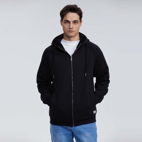 Polerón Hombre Full Zipper Corderito Negro Fashion´s Park-0