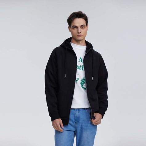 Polerón Hombre Full Zipper Corderito Negro Fashion´s Park-1