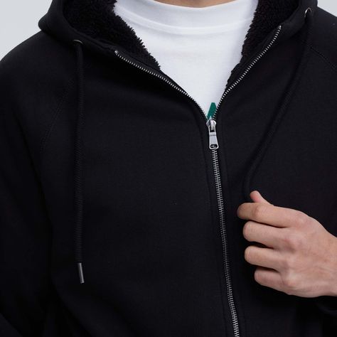 Polerón Hombre Full Zipper Corderito Negro Fashion´s Park-3