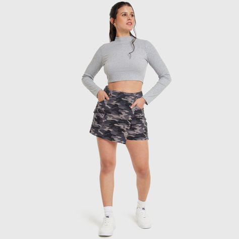 Falda Mujer Gastada Militar Verde Militar-3