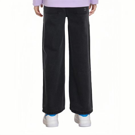 Jeans Niña Wide Leg Roturas Negro-1