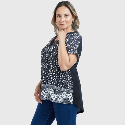 Polera Print Delantero Negro Mujer-1