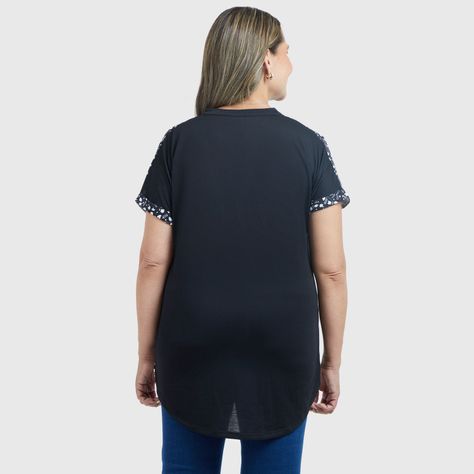 Polera Print Delantero Negro Mujer-2