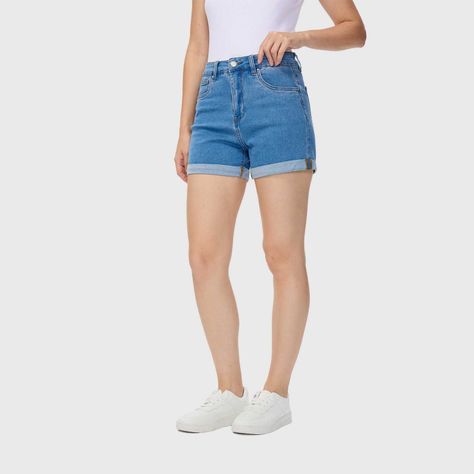 Short Mujer Mom Tiro Alto Azul Fashions Park-1