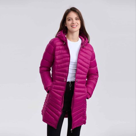 Parka Mujer Larga Básica Malva Oscuro-1