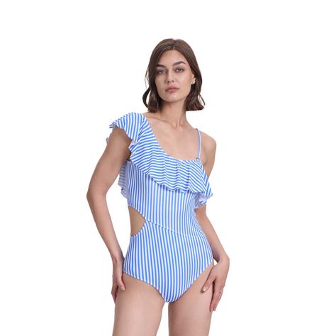 Traje De Baño Mujer Modelo Entero Blanco / Azul FSP-0