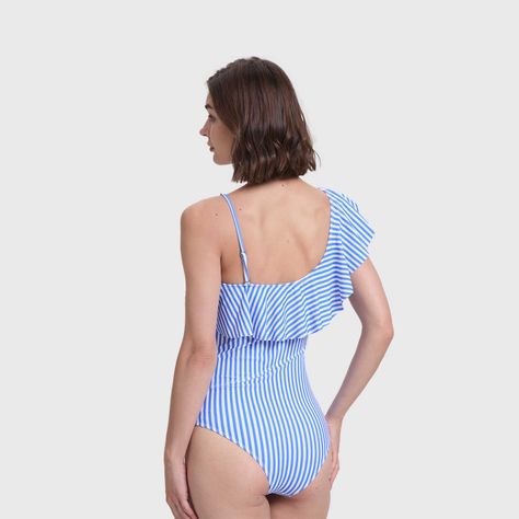Traje De Baño Mujer Modelo Entero Blanco / Azul FSP-2