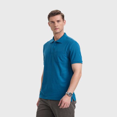 Polera Hombre Básica Pique Lisa Petroleo Fashion's Park-1