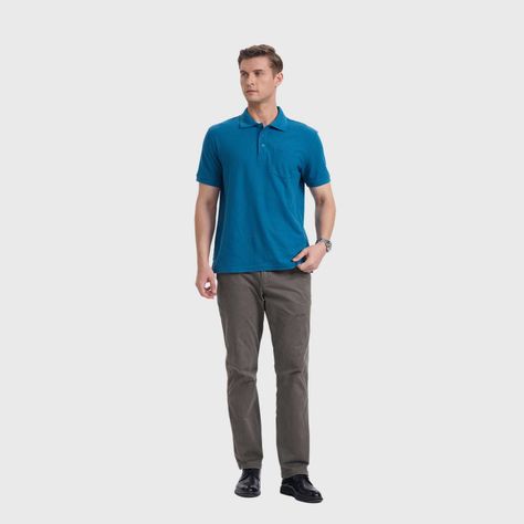 Polera Hombre Básica Pique Lisa Petroleo Fashion's Park-3
