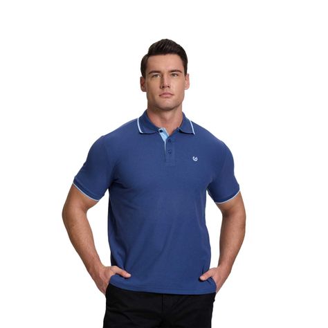 Polera Hombre Pique Básica Lisa Azul Fashion's Park-0
