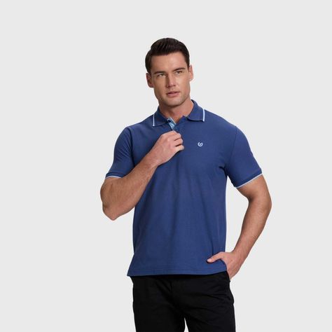 Polera Hombre Pique Básica Lisa Azul Fashion's Park-1