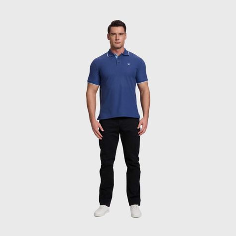 Polera Hombre Pique Básica Lisa Azul Fashion's Park-3