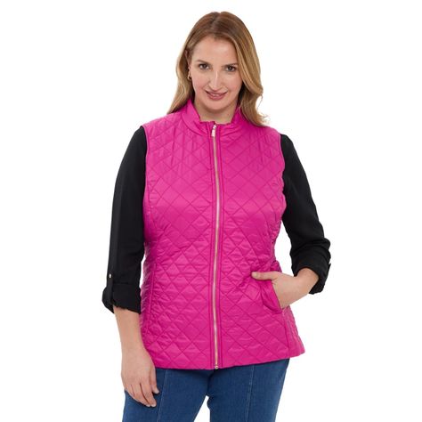 Parka Mujer Con Rombos Y Bolsillo Magenta-0
