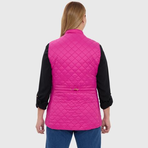 Parka Mujer Con Rombos Y Bolsillo Magenta-2