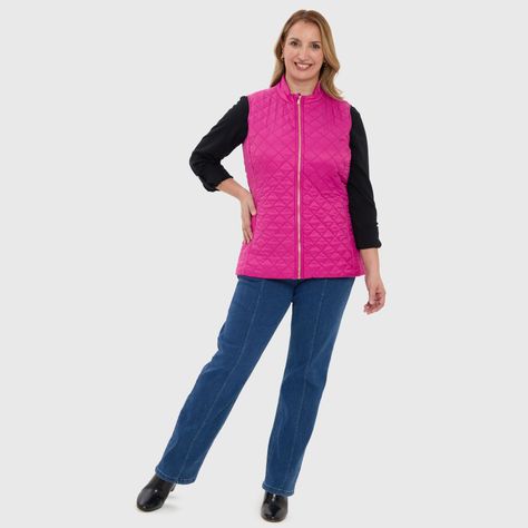 Parka Mujer Con Rombos Y Bolsillo Magenta-3
