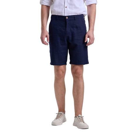 Bermuda Hombre Lino Azul Fashions Park-0