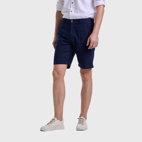 Bermuda Hombre Lino Azul Fashions Park-1