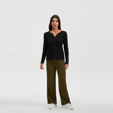 Polera Mujer Abertura En V Negro-3