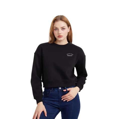 Polerón Mujer Cropped Bordado Negro-0