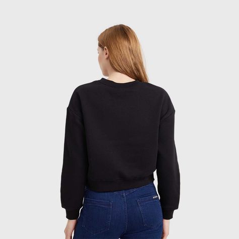Polerón Mujer Cropped Bordado Negro-2