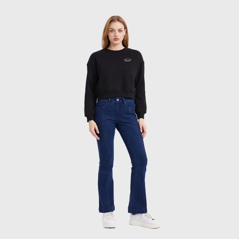 Polerón Mujer Cropped Bordado Negro-3