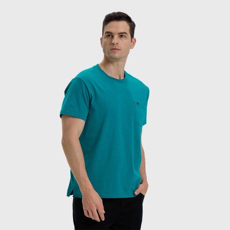 Polera Hombre Con Bolsillo Turquesa-1