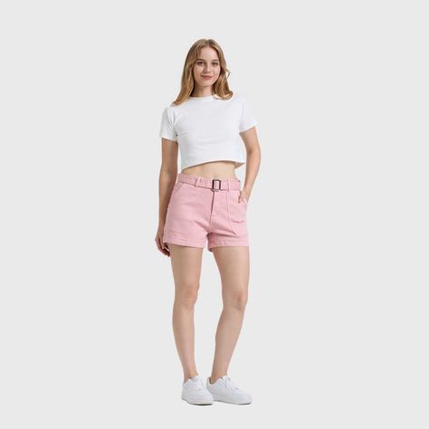 Short Mujer Mom Cinturón Color Rosado Fashions Park-3