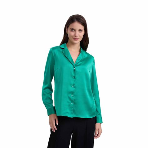 Blusa Mujer Satín Verde-0