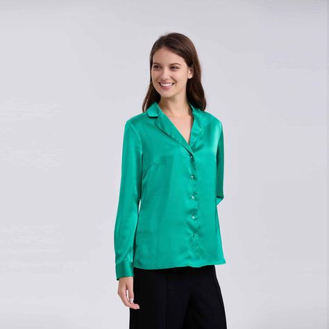 Blusa Mujer Satín Verde-1