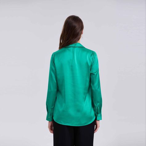 Blusa Mujer Satín Verde-2