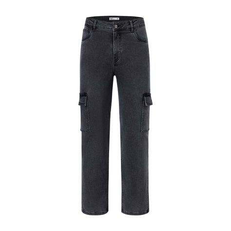 Jeans Niño Cargo Calce Recto Gris-0