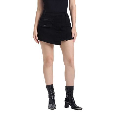 Falda Mujer Cargo Tablas Negro Fashion's Park-0