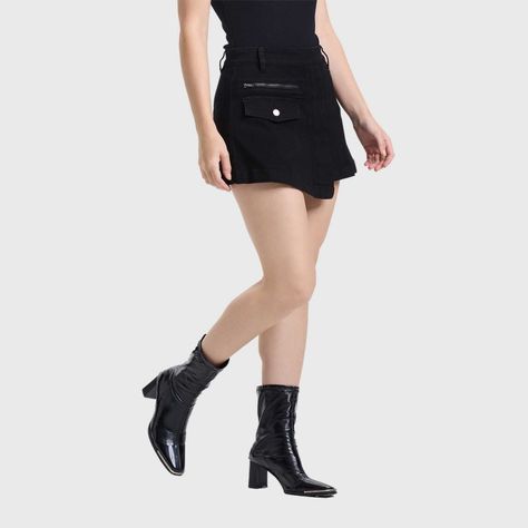 Falda Mujer Cargo Tablas Negro Fashion's Park-1