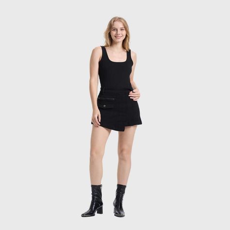 Falda Mujer Cargo Tablas Negro Fashion's Park-3