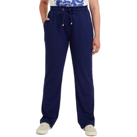 Pantalon Buzo Con Cordones Azul Oscuro Mujer-0