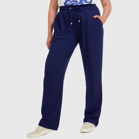 Pantalon Buzo Con Cordones Azul Oscuro Mujer-1