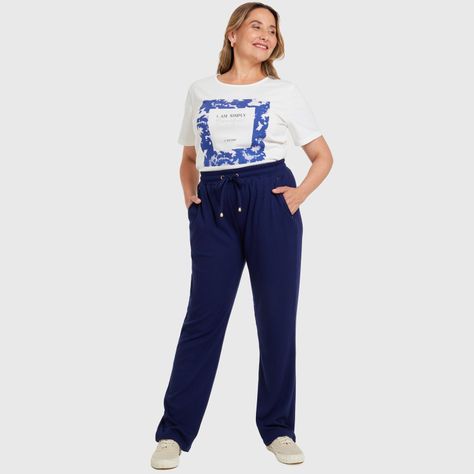 Pantalon Buzo Con Cordones Azul Oscuro Mujer-3