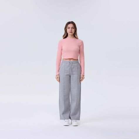 Pantalón Buzo Mujer Pierna Ancha Gris Marengo Fashion´s Park-3