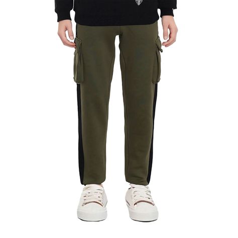 Pantalón Buzo Niño Jogger Cargo Verde Militar-0