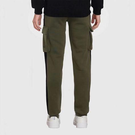 Pantalón Buzo Niño Jogger Cargo Verde Militar-1